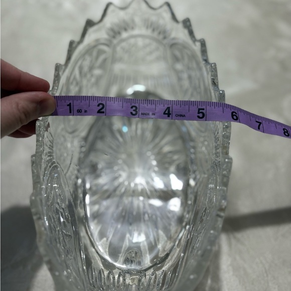 Vintage Crystal Lead Frosted and Clear Oval Bowl - Picture 10 of 11